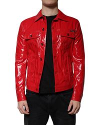 Dolce & Gabbana - Polyester Button Down Collared Jacket - Lyst