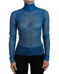 Dolce & Gabbana - Mesh Turtleneck Long Sleeve Blouse Top - Lyst