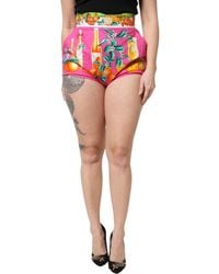 Dolce & Gabbana - Printed High Waist Hot Pants Shorts - Lyst
