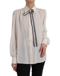 Dolce & Gabbana - Off White Long Sleeve Button Down Blouse Top - Lyst