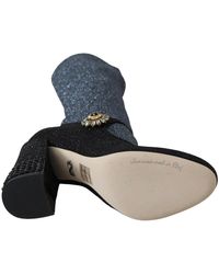 Dolce & Gabbana - Crystal Mary Janes Booties Shoes Nylon Spandex (Stretch) - Lyst