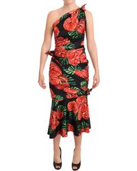Dolce & Gabbana - Elegant Floral Silk Draped Dress - Lyst