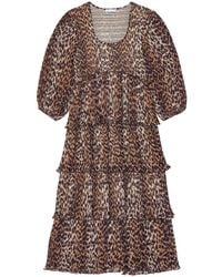 open lace back dress Leopard Pleated Off-shoulder Midi Dress – jcrown.us main image 0