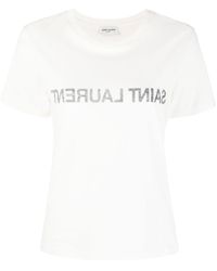 Saint Laurent - Logo Cotton T-Shirt - Lyst