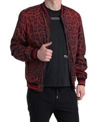 Dolce & Gabbana - Red Leopard Bomber Short Coat Jacket - Lyst