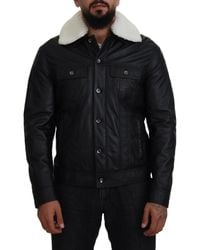 Dolce & Gabbana - Lamb Leather Collared Coat Jacket - Lyst