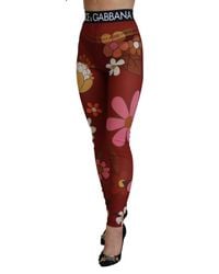 Dolce & Gabbana - Floral Leggings Stretch Waist Pants - Lyst
