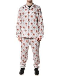 Dolce & Gabbana - Floral Print Cotton Pajama Set Sleepwear - Lyst