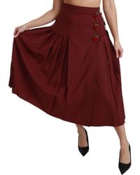 Dolce & Gabbana - High Waist Pleated Maxi Wool Skirt - Lyst