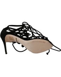 Dolce & Gabbana - Black Suede Strap Stilettos Shoes Sandals - Lyst