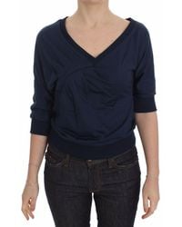 Exte - Cotton Top Pullover Deep V-neck Sweater - Lyst