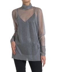 Dolce & Gabbana - Mesh Turtleneck Long Sleeve Blouse Top - Lyst