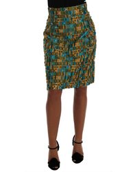 Dolce & Gabbana - Textured Pencil Skirt Geometric Pattern - Lyst
