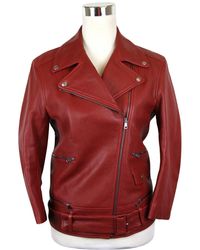 Gucci Quilted Lining Biker Leather Jacket 411148 6405 (g 38) - Red