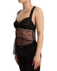 Dolce & Gabbana - Black Silk Lace Babydoll Nylon Lingerie Top - Lyst