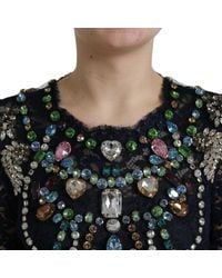 Dolce & Gabbana - Dolce Gabbana Crystal Floral Lace Long Gown Dress - Lyst