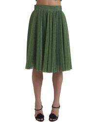Dolce & Gabbana - Metallic High Waist A-Line Pleated Skirt - Lyst
