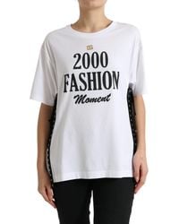 Dolce & Gabbana - Slogan Print Lacing Detailed T-Shirt - Lyst