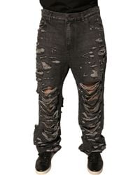 Dolce & Gabbana - Distressed Straight Jeans - Lyst