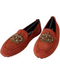 Dolce & Gabbana - Leather Crystal Crown Loafers Shoes - Lyst