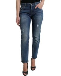 Dolce & Gabbana - Boyfriend Mid Waist Cotton Denim Jeans - Lyst