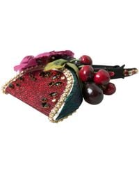 Dolce & Gabbana - Watermelon Cherry Crystal Hairband Statement Diadem Silk Polyester Nylon Elastane Accessory - Lyst