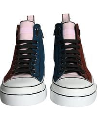 Dolce & Gabbana - Patchwork High Top Sneaker Shoes Cotton Calf Leather - Lyst