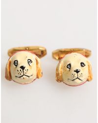 Dolce & Gabbana - Brass Tone Dog Puppy Accessories Cufflink - Lyst