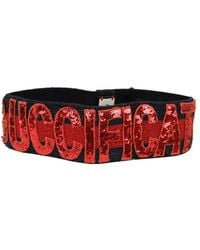 Gucci Sequin Patches "fication" Headband M / 57 499679 4174 - Red