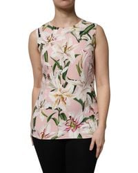 Dolce & Gabbana - Floral Print Round Neck Tank Top - Lyst
