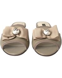 Dolce & Gabbana - Logo Pearl Flats Sandals Slides Shoes Leather - Lyst
