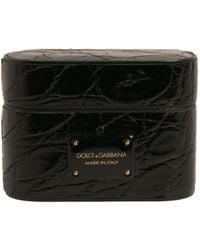 Dolce & Gabbana - Leather Metal Logo Plaque Holder Airpods Case - Lyst