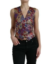 Dolce & Gabbana - Floral Brocade Vest Sleeveless Vneck - Lyst