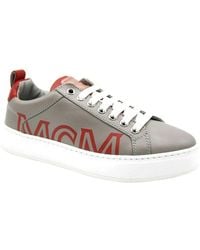 MCM - Leather With Trim And Logo Low Top Sneaker - Lyst