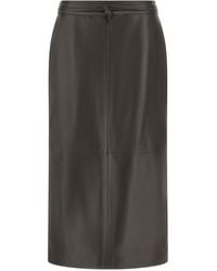 Alberta Ferretti - Lamb Leather Midi Skirt - Lyst
