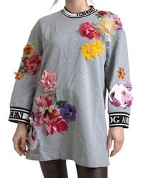 Dolce & Gabbana - Gray Dg Amore Queen Floral Pullover Sweater - Lyst