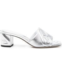 McQueen - Alexander Mc Queen Metallic Leather Heel Sandals - Lyst