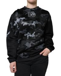 Dolce & Gabbana - Black Camouflage Round Neck Sweatshirt Sweater - Lyst
