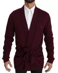 Dolce & Gabbana - Bordeaux Cashmere Crown Cardigan Sweater - Lyst