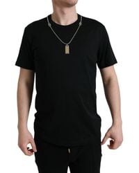 Dolce & Gabbana - Cotton Dog Tag Round Neck T-Shirt - Lyst