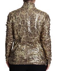 Dolce & Gabbana - Leopard Fit Turtleneck Sequin Sweater Polyester Clothing - Lyst