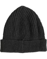 Dolce & Gabbana - Charcoal Ribbed Wool Knit Beanie Hat - Lyst