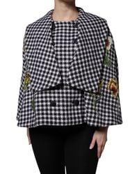 Dolce & Gabbana - Monochrome Patterned Floral Cape Jacket - Lyst