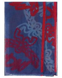 MCM - Allover Logo Print Silk Wool Large Scarf Shawl - Lyst