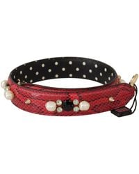 Dolce & Gabbana - Python Leather Crystals Reversible Shoulder Strap - Lyst