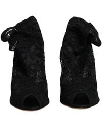 Dolce & Gabbana - Lace Stretch Heels Mid Calf Boots Shoes - Lyst