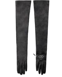 Prada Leather Gloves - Black