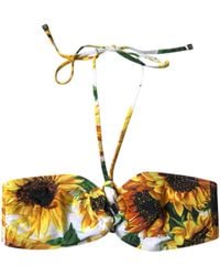 Dolce & Gabbana - Floral Halter Beachwear Bikini Top Swimwear - Lyst