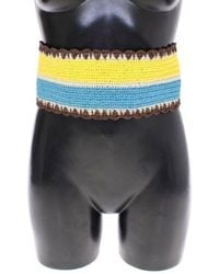 Dolce & Gabbana - Striped Wide Waist Raffia Belt Viscose - Lyst