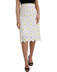 Dolce & Gabbana - Floral Pencil Straight Lace Skirt - Lyst